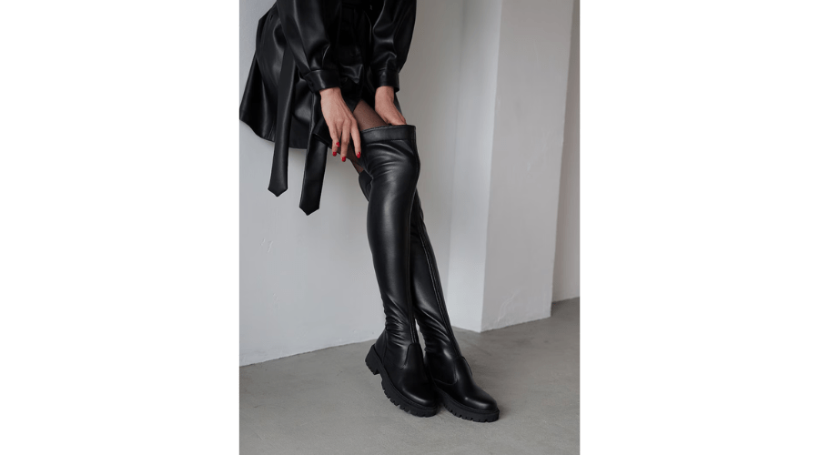 Black High Knee Boots For Girls