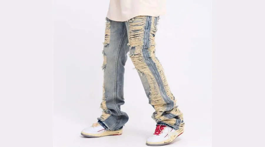 Extreme Ripped Men Straight Leg Jeans