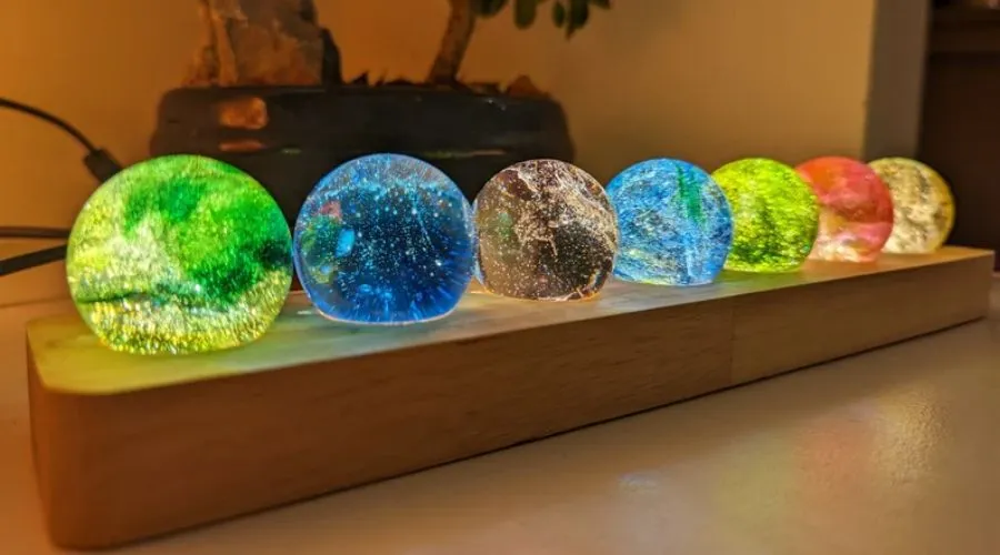 Light Up Marble Glass Lamp