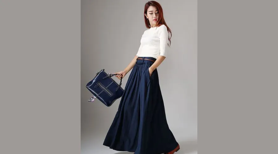 Swing Long Linen Maxi skirt for women