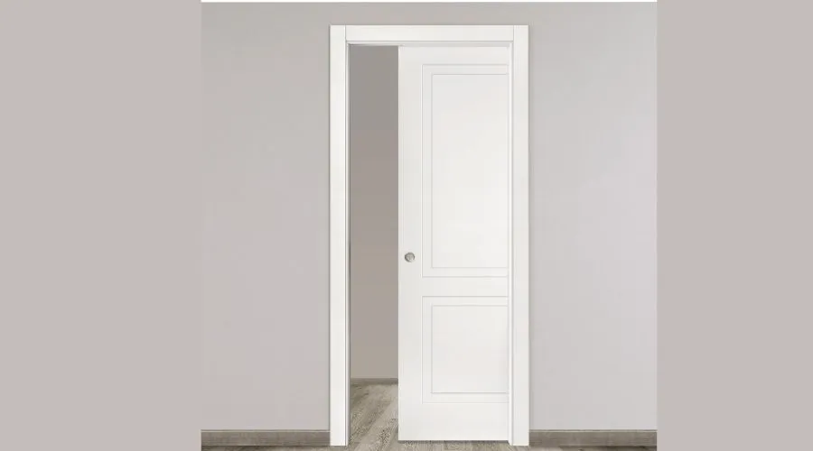 Sedna white lacquered sliding door L 70 x H 210 cm reversible