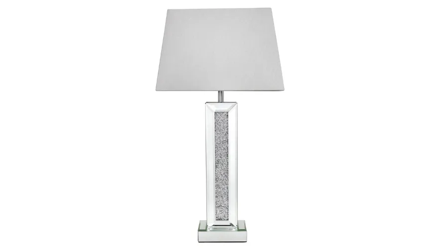 Milano Mirror Pillar Table Lamp with White Shade
