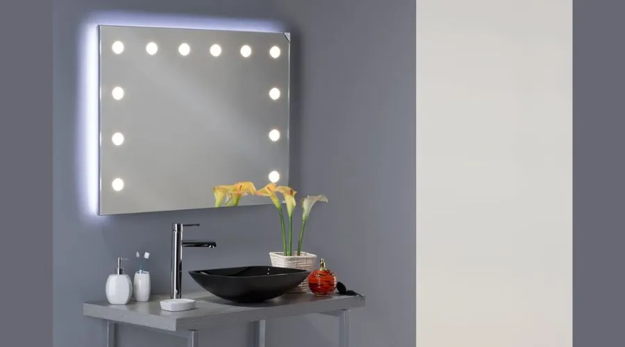 Rectangular Bathroom Mirror with Integrated Lighting 