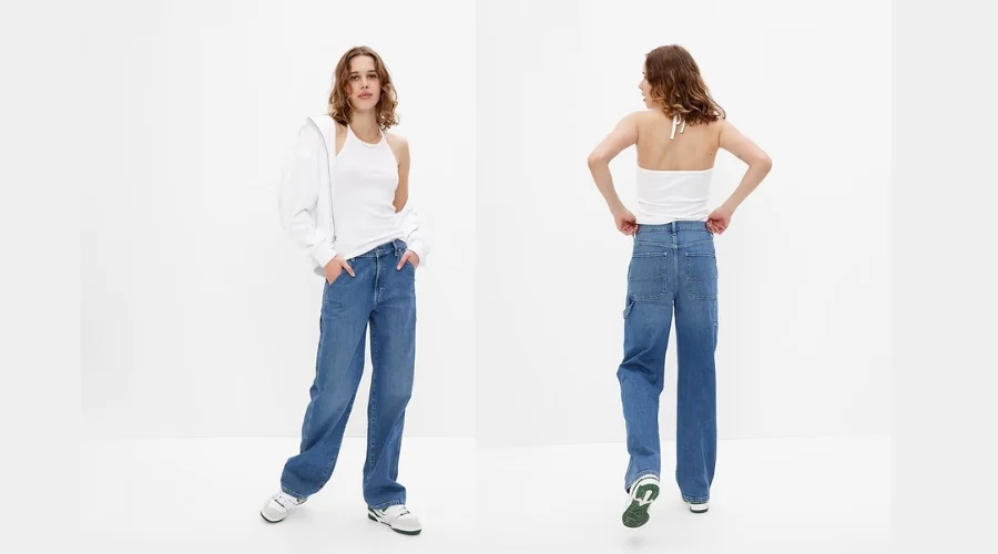 Mid Rise '90s loose carpenter jeans with washwell 