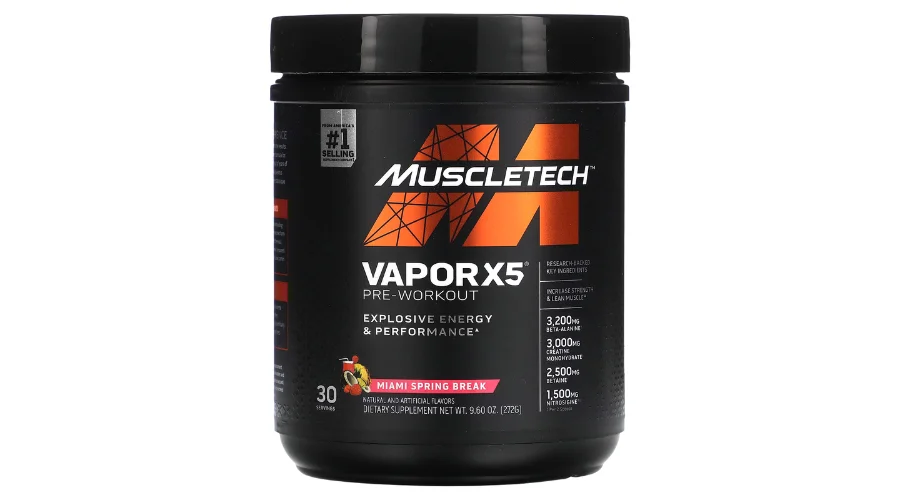 MuscleTech, VaporX5, Pre-Workout, 9.6 oz (272 g), Miami Spring Break flavor 