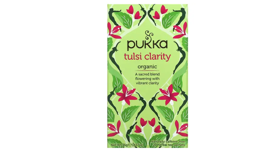 Pukka herbs, organic tulsi clarity, caffeine-free, 20 herbal tea sachets, 1.27 oz (36 g) | Nowandlive