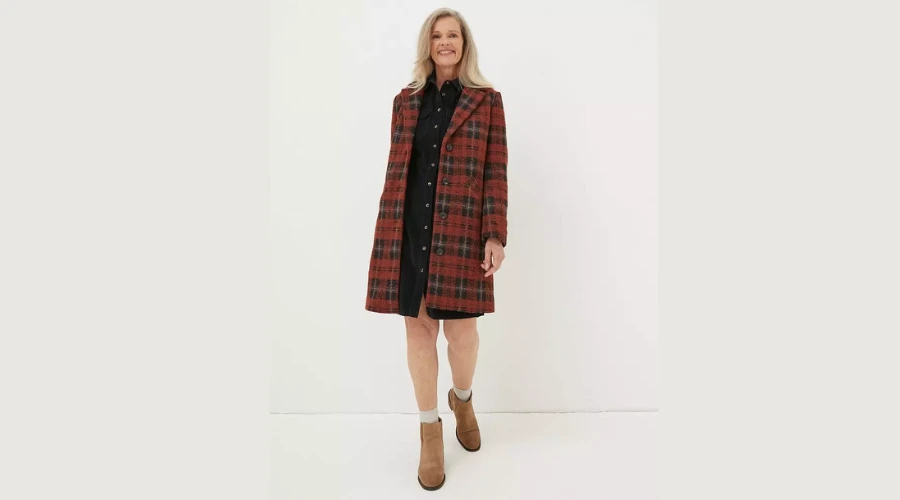 Tanya Wool Blend Check Coat | Nowandlive
