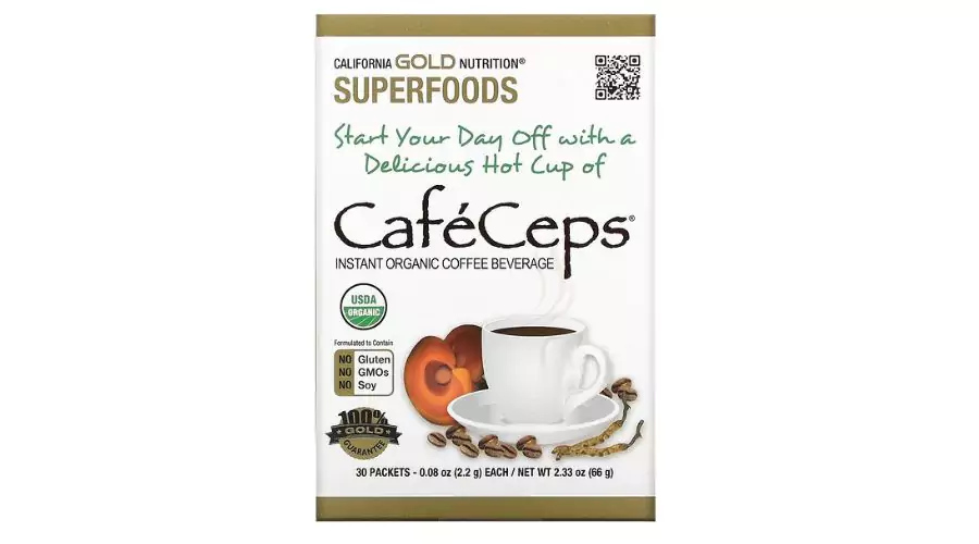 CafeCeps, Certified Organic Instant Coffee with Cordyceps and Reishi Mushroom Powder