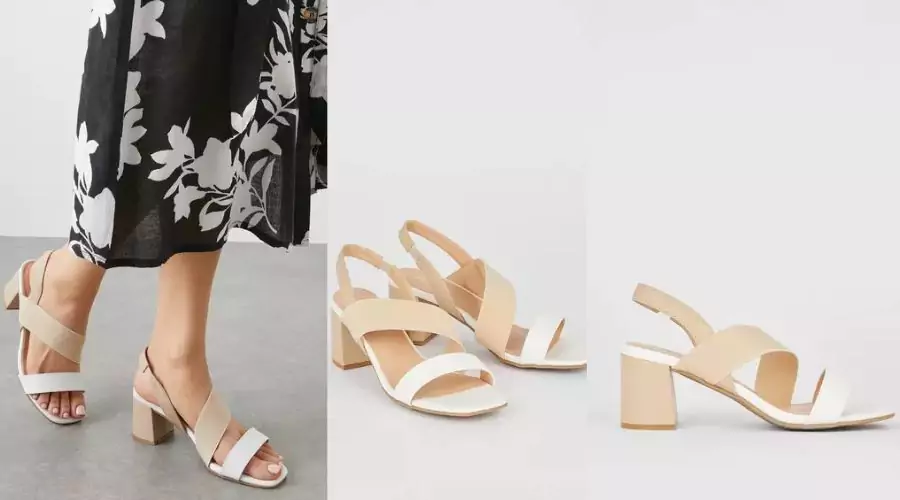 Wallis Wide Fit Selina Asymmetric Elastic Strap Heeled Sandal
