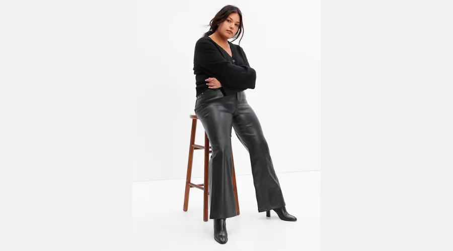 High rise faux-leather ‘70s flare pants