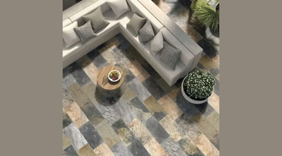 Roccia Outdoor Floor Tile, Multicolore Stone Effect 