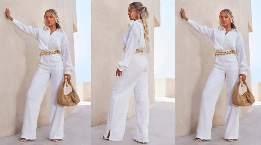 Chic style White linen drape jumpsuit | Nowandlive