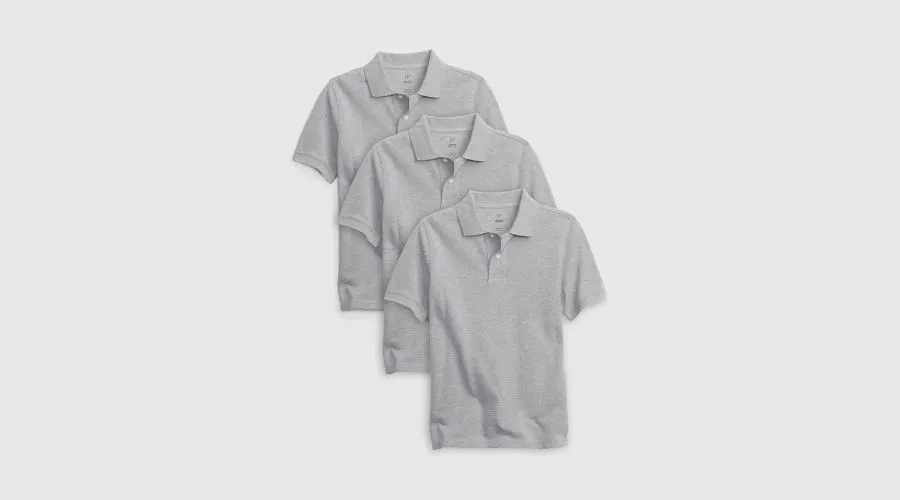 Kids 100% Organic Cotton Uniform Polo Shirt (3-Pack)