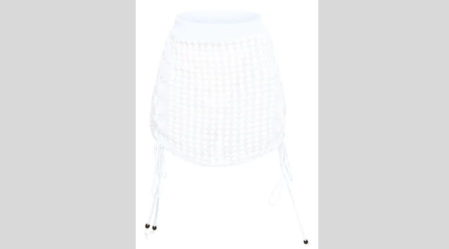 White crochet lace-up side bead detail mini beach skirt