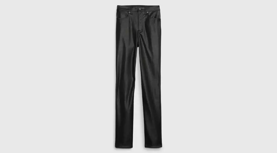High rise vegan leather vintage slim pants