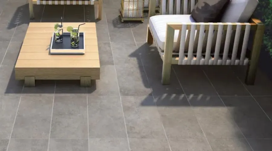 Cemento dark floor tile for outdoor use, 30x61.5 cm thk. 9 mm gray concrete effect