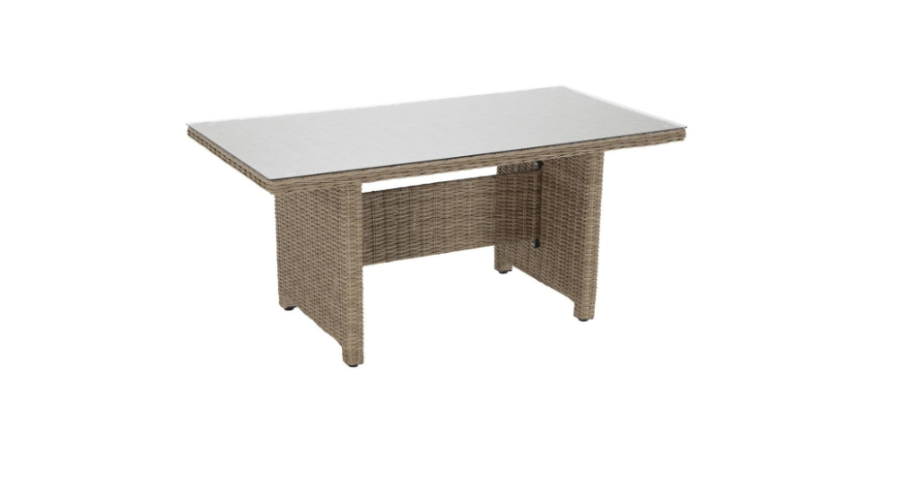 Costa Rica NATERIAL garden table in aluminum with beige glass top for 6 people 150x80cm