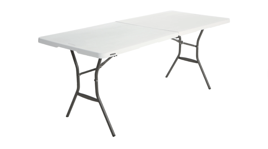 Lifetime iron garden table with white resin top for 6 people 76x183cm