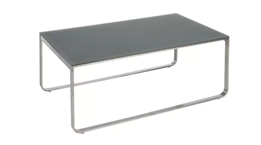 London outdoor stainless steel table with black glass top for 4 people 103x55cm