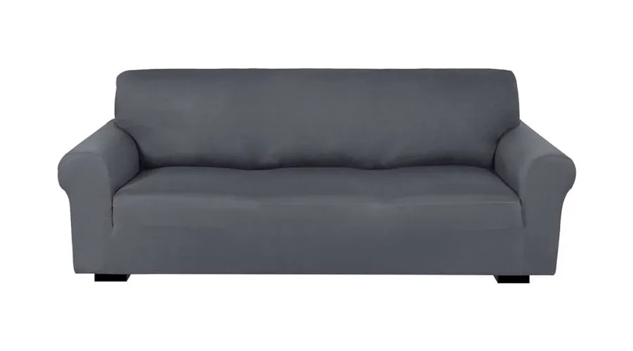 Leslie dark gray 3 seater elastic sofa cover