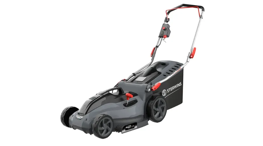 STERWINS - Cordless lawnmower - 800 W - 40 V battery - UP40 - Cutting width 42 cm - Cutting height from 2.5 to 7.5 cm - Container