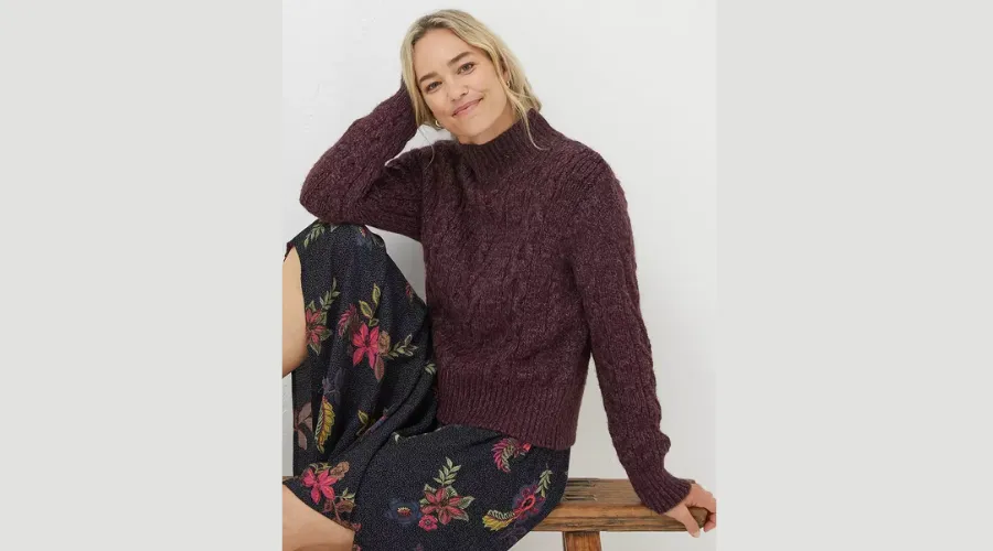 Cali Cable Knit Jumper For Women In Dark Purple