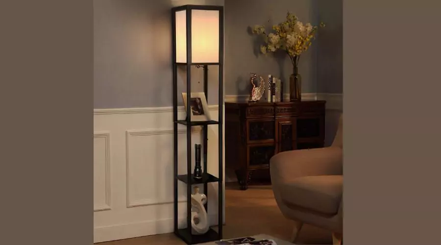 2-Light Floor Lamp with Shelves
