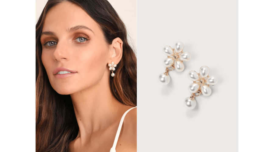 Cute Charmer Ivory Pearl Flower Earrings Nowandlive