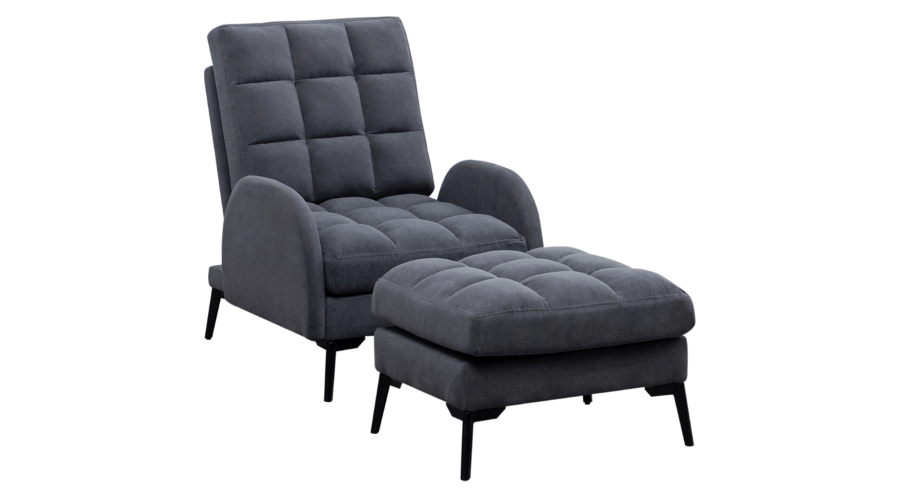 Frosted Velvet Recliner Armchair and Footstool 