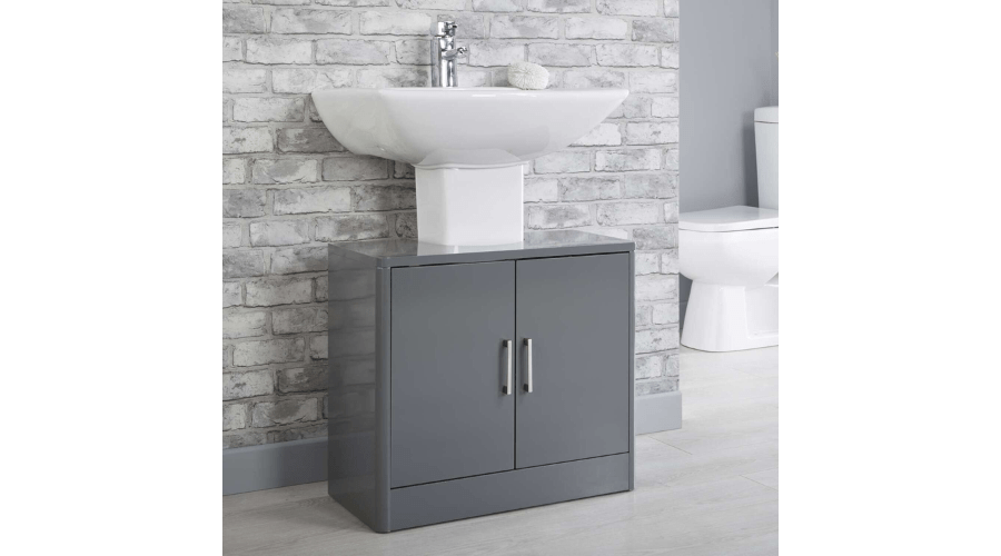 Gloss Under Basin Bathroom Sink Cabinet in Grey 
