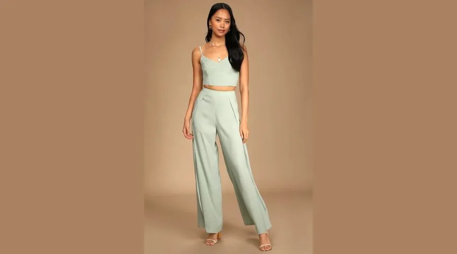 Out Tonight Sage Green Two-Piece Jumpsuit