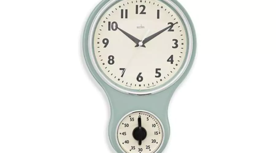 KitchenTime Retro Wall Clock with Timer - Green