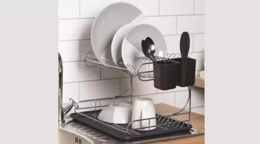Two Tier dish Drainer With Black Tray