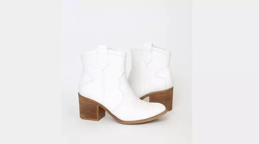 Unite White Snake Ankle Booties
