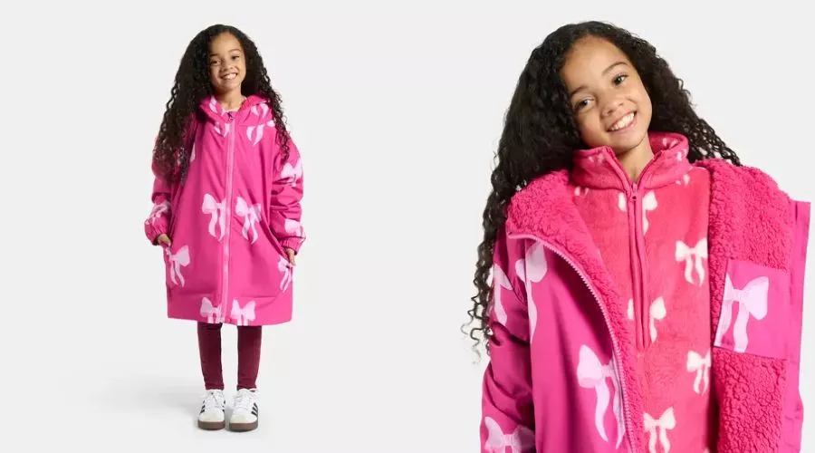OHS Kids Bows Sherpa Lined Drying Changing Robe Water Resistant