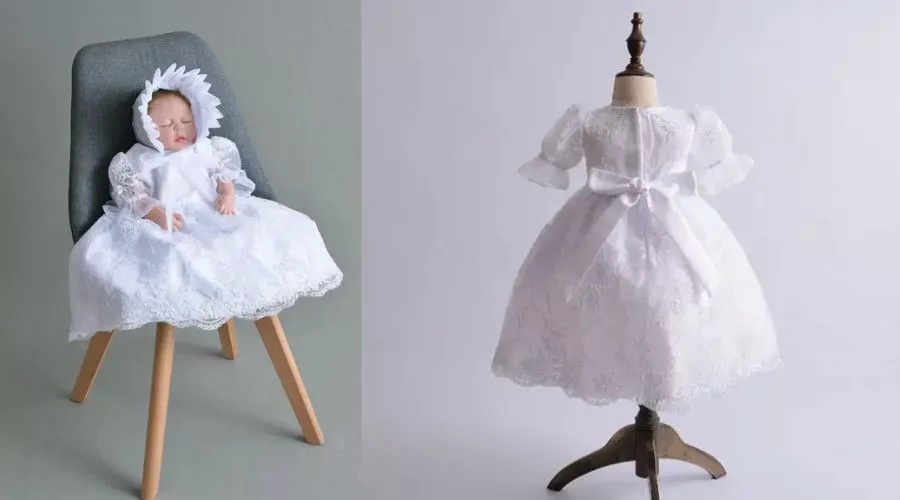 Cinda Lace Christening Gown Baptism Gown and Bonnet